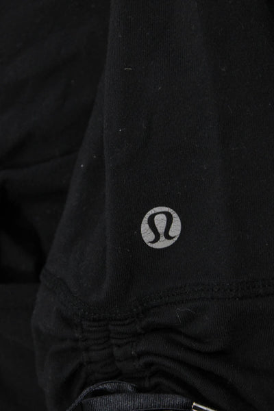Lululemon Women Cropped Leggings Black Nylon Drawstring Size 6
