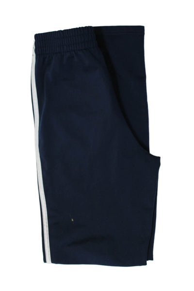 Adidas Womens Side Striped Print Ruched Elastic Waist Track Pants Navy Size L