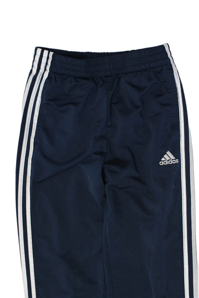 Adidas Womens Side Striped Print Ruched Elastic Waist Track Pants Navy Size L