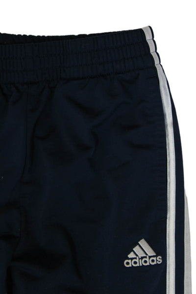 Adidas Womens Side Striped Print Ruched Elastic Waist Track Pants Navy Size L