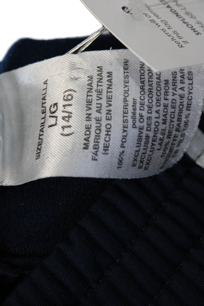 Adidas Womens Side Striped Print Ruched Elastic Waist Track Pants Navy Size L