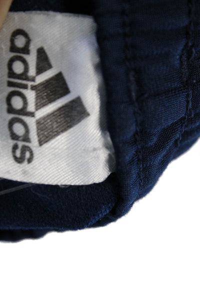 Adidas Womens Side Striped Print Ruched Elastic Waist Track Pants Navy Size L