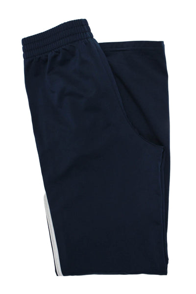 Adidas Womens Striped Print Elastic Waist Straight Leg Track Pants Navy Size L