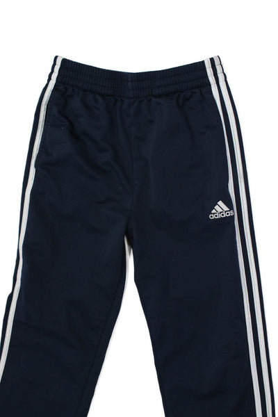 Adidas Womens Striped Print Elastic Waist Straight Leg Track Pants Navy Size L