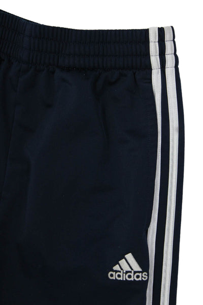 Adidas Womens Striped Print Elastic Waist Straight Leg Track Pants Navy Size L