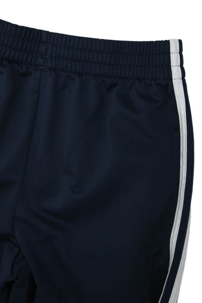 Adidas Womens Striped Print Elastic Waist Straight Leg Track Pants Navy Size L