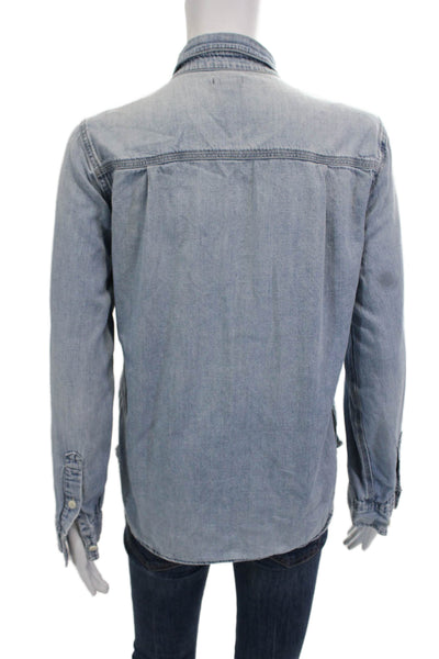 J Crew Womens Light Blue Cotton Collared Long Sleeve Basic Button-Up Size 4