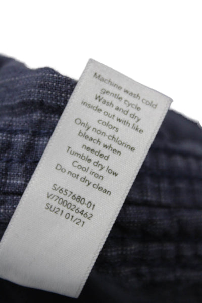 Athleta Women Dark Blue Striped Linen Cropped Cargo Pants Size 4