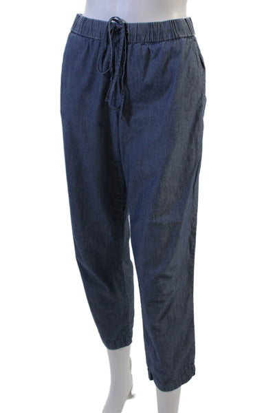 J Crew Women Ankle Cropped Dark Blue Cotton Drawstring Pants Size XS