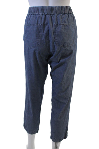 J Crew Women Ankle Cropped Dark Blue Cotton Drawstring Pants Size XS