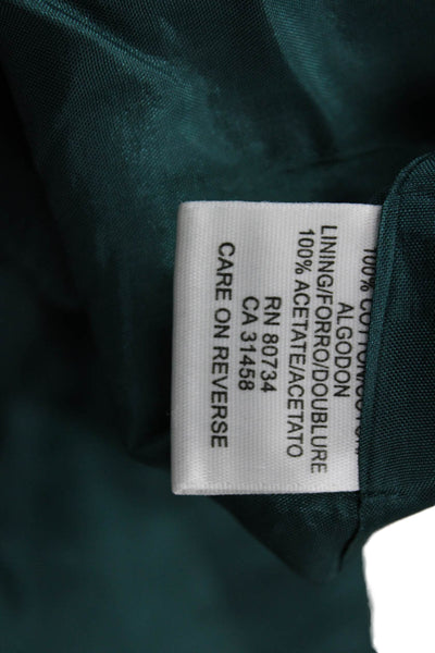BCBGMAXAZRIA Women A-Line Pleated Skirt Green Floral 100% Cotton Knee Size 4