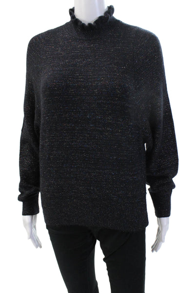 Scotch & Soda Unisex Pullover Mock Neck Black Long Sleeve Button Size S