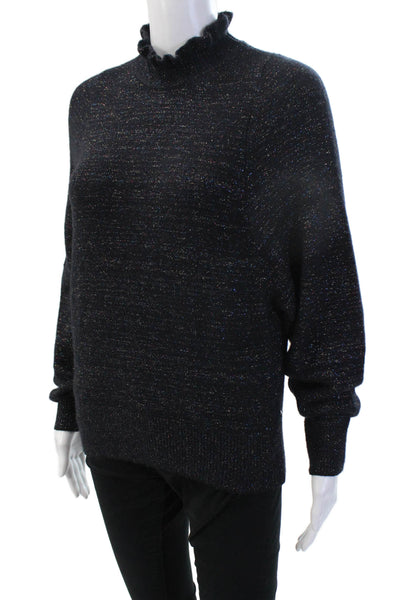 Scotch & Soda Unisex Pullover Mock Neck Black Long Sleeve Button Size S