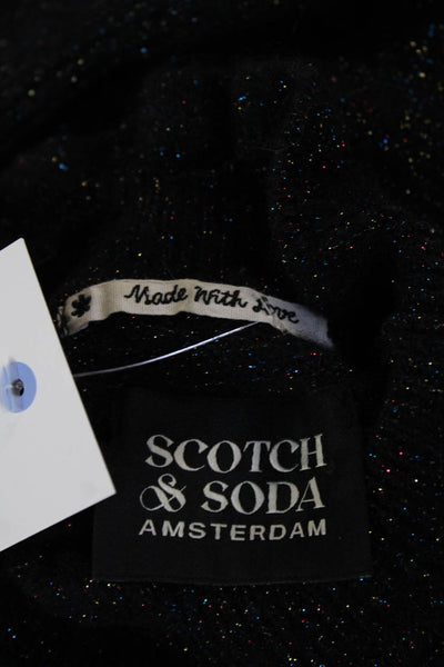 Scotch & Soda Unisex Pullover Mock Neck Black Long Sleeve Button Size S