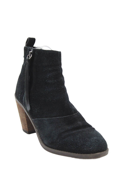 DV Dolce Vita Womens Suede Side Zip Ankle Boots Heels Black Size 8