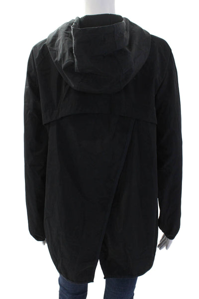 Calvin Klein Women Windbreaker Raincoat Black Drawstring High Neck Size S