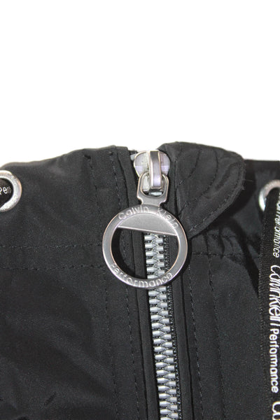 Calvin Klein Women Windbreaker Raincoat Black Drawstring High Neck Size S