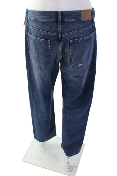 Madewell, Women, Cropped Straight Jeans Dark Blue Mid-Rise Button Size 27