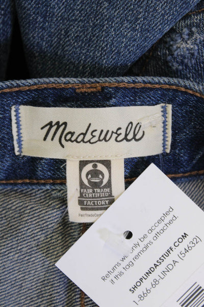 Madewell, Women, Cropped Straight Jeans Dark Blue Mid-Rise Button Size 27
