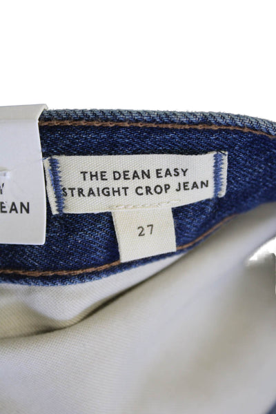 Madewell, Women, Cropped Straight Jeans Dark Blue Mid-Rise Button Size 27