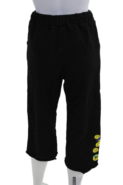 Maybe Crazy Girls Cotton Graphic Print Straight Leg Sweatpants Black Size XS