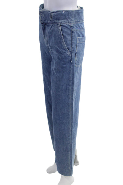 Rag & Bone Women Wide-Leg Jeans High Waist Blue Button Size 23
