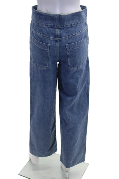 Rag & Bone Women Wide-Leg Jeans High Waist Blue Button Size 23