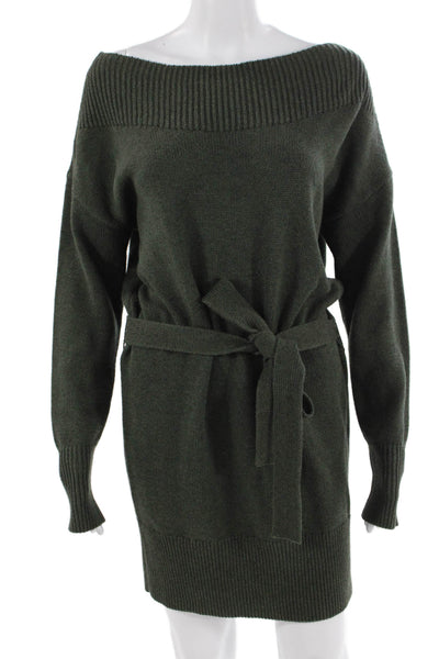 Intermix Womens Sweater Dress Green Long Sleeve Wool Cotton Size PP