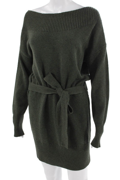 Intermix Womens Sweater Dress Green Long Sleeve Wool Cotton Size PP