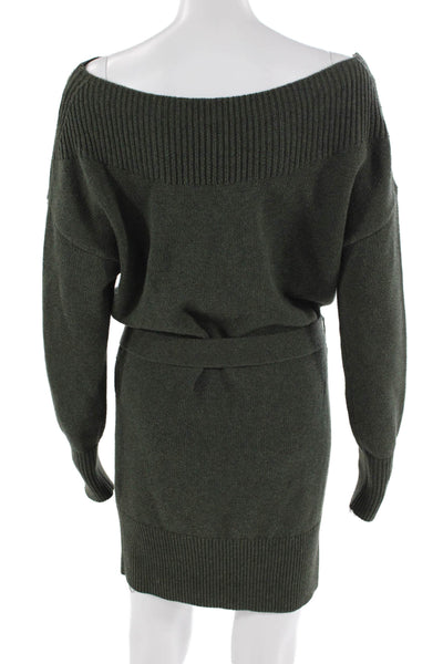 Intermix Womens Sweater Dress Green Long Sleeve Wool Cotton Size PP