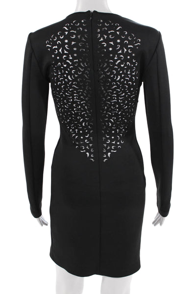 Clover Canyon Womens Bodycon Sheath Dress Black Long Sleeve Round Neck Size S