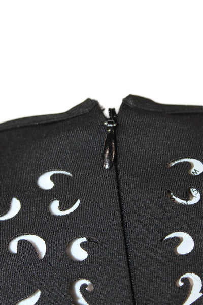 Clover Canyon Womens Bodycon Sheath Dress Black Long Sleeve Round Neck Size S