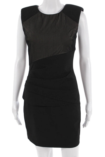 Black Halo Women Bodycon Sheath Dress Black Sleeveless Round Neck Size 2