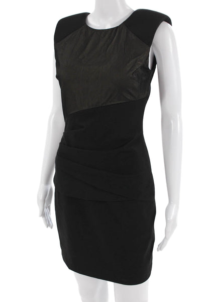 Black Halo Women Bodycon Sheath Dress Black Sleeveless Round Neck Size 2