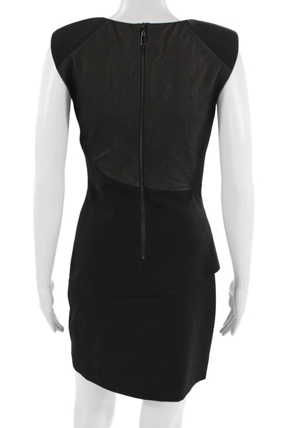 Black Halo Women Bodycon Sheath Dress Black Sleeveless Round Neck Size 2