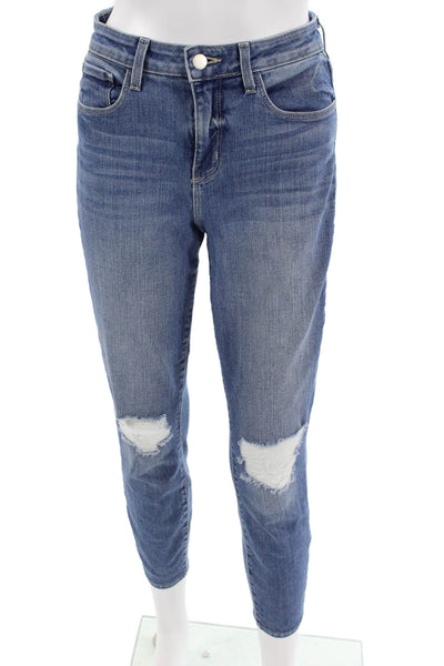 L'Agence Women Ankle Skinny Jeans Blue Mid Rise Button Size 26