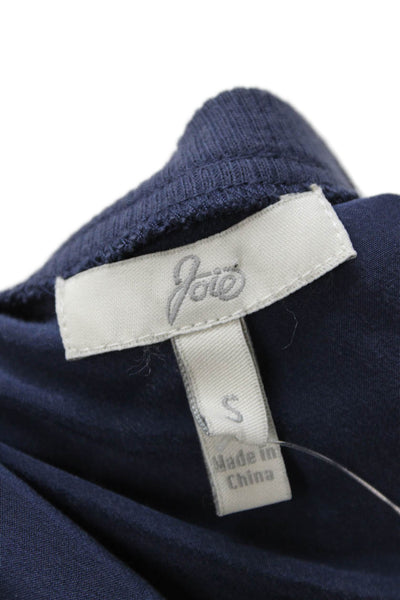 Joie Women Basic Silk Short Sleeve T-Shirt Dark Blue Round Neck Size S