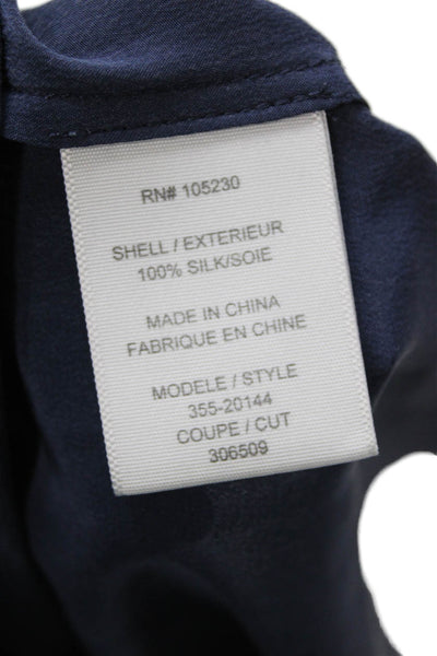 Joie Women Basic Silk Short Sleeve T-Shirt Dark Blue Round Neck Size S