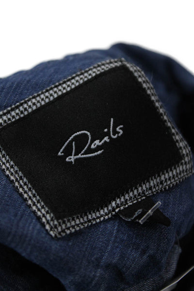 Rails Women Cropped Button-Up Long Sleeve Tencel Dark Blue Petite Size XS