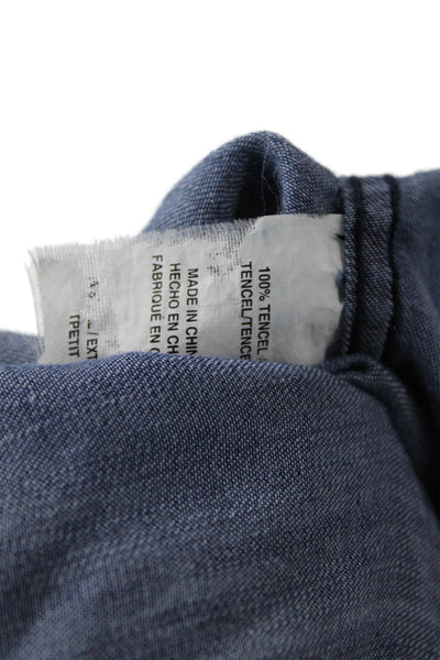Rails Women Cropped Button-Up Long Sleeve Tencel Dark Blue Petite Size XS