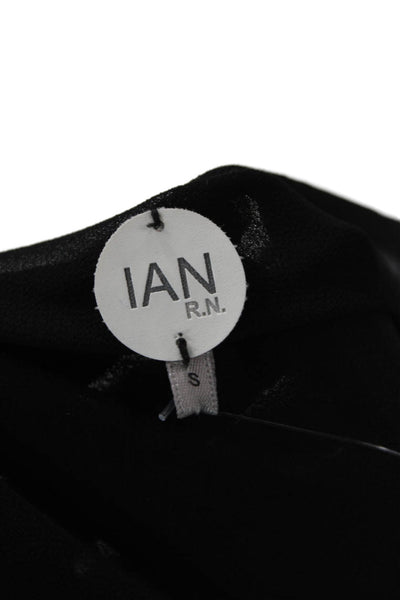 Ian RN Women Gothic Pullover Hoodie Black V-Neck Drawstring Polyester Size S