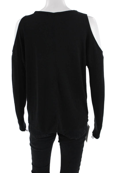 Rag & Bone Jean Women Black Long Sleeve Round Neck Polyester Blend Top Size XS