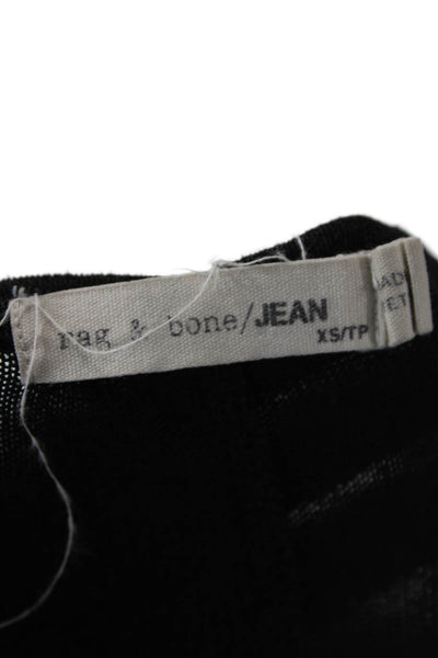 Rag & Bone Jean Women Black Long Sleeve Round Neck Polyester Blend Top Size XS