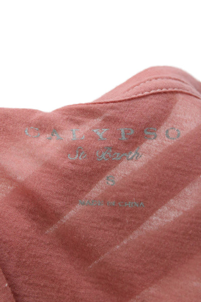 Calypso Saint Barth Women Basic Pink Cotton Tee Crew Short Sleeve Size S