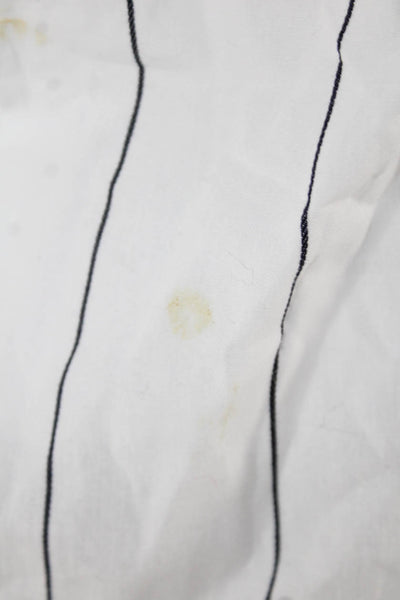 Finders Womens Striped White Button-Up Blouse Long Sleeve Cotton Size S