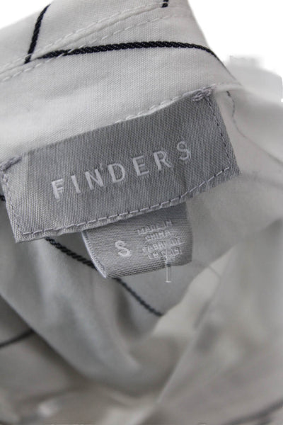 Finders Womens Striped White Button-Up Blouse Long Sleeve Cotton Size S