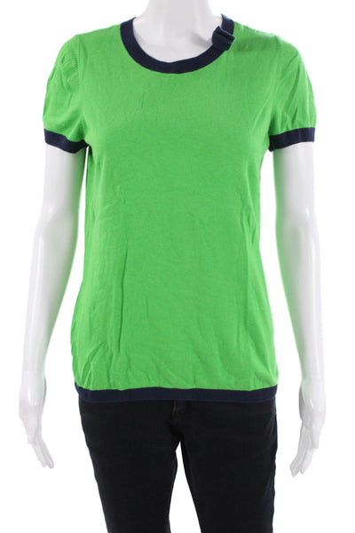 Lilly Pulitzer Women Ringer T-Shirt Green Short Sleeve Size L