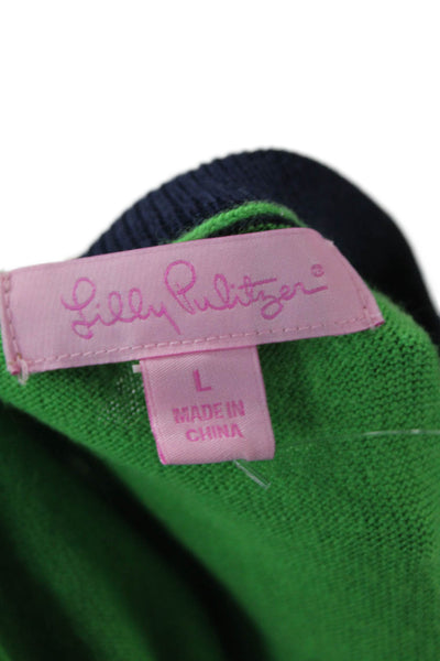 Lilly Pulitzer Women Ringer T-Shirt Green Short Sleeve Size L