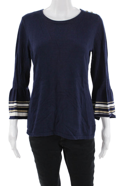 Lilly Pulitzer Women Basic Dark Blue Round Neck 3/4 Sleeve Sweater Size M