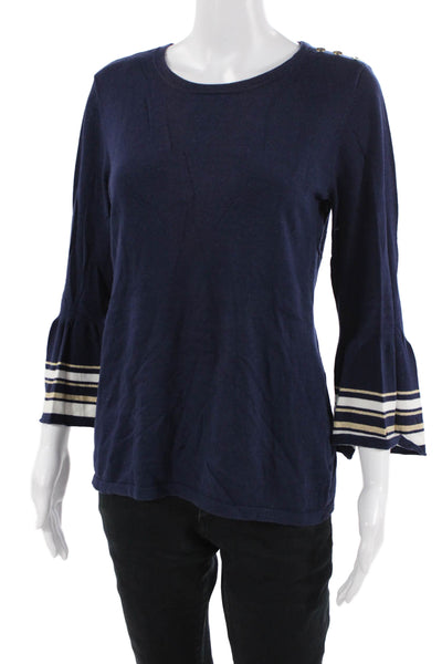 Lilly Pulitzer Women Basic Dark Blue Round Neck 3/4 Sleeve Sweater Size M